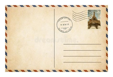 Vintage Stamps Postage, Envelope Carta, Vintage Travel Party, Postcard Template Free, Paris Torre Eiffel, Postcard Mockup, Mail Art Envelopes, Printable Postcards, Postal Vintage