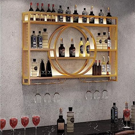 Rustic home decoration: Wall-mounted wine bottle racks or wine racks are exquisite furniture that can complement your home design. Hang where needed Wide range of uses: Red wine, green plants, decorations, etc. can be placed on the top of the wall-mounted shelf. Store glass stemware under the shelf. It can be used as wall home decoration in kitchen, dining room, pantry, wine cellar and bar. Can also be used as a bookshelf, or bedroom storage and daily necessities. Wine Glass, Mounted Wine Rack, Wall Mounted Wine Rack, Glass Rack, Wine Rack, Liquor, Shelves, Wine, Bar