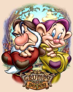 ✶ Grumpy and Dopey ★ Snow White 7 Dwarfs, Sette Nani, Snow White Seven Dwarfs, Disney Cartoon Characters, Diamond Drawing, Disney Images, Designer Graphic, Character Designer, Disney Favorites