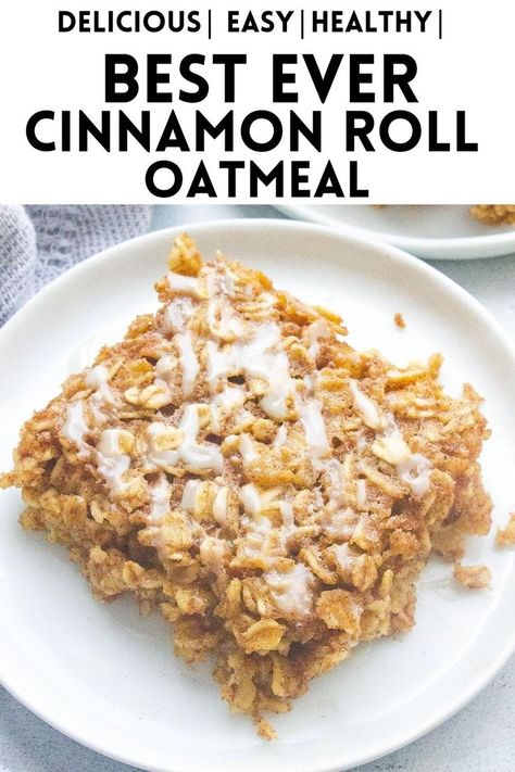 Cinnamon Roll Baked Oatmeal, Cinnamon Roll Oatmeal, Baked Oatmeal Recipes Healthy, Oatmeal Bake, Healthy Oatmeal Recipes, Cinnamon Roll Bake, Baked Oatmeal Recipes, Gateaux Cake, Healthy Oatmeal