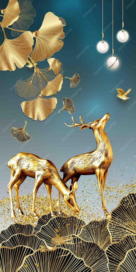 Abstract, geometry, animals, the golden ... | Premium Photo #Freepik #photo #abstract-painting #mural-art #watercolor-pattern #luxury-texture Wall Pepar, Golden Wall Art, Home Decor Craft Ideas, Decor Craft Ideas, Home Decor Diy Ideas, Luxury Texture, Craft Ideas Home Decor, Golden Wallpaper, Painting Mural