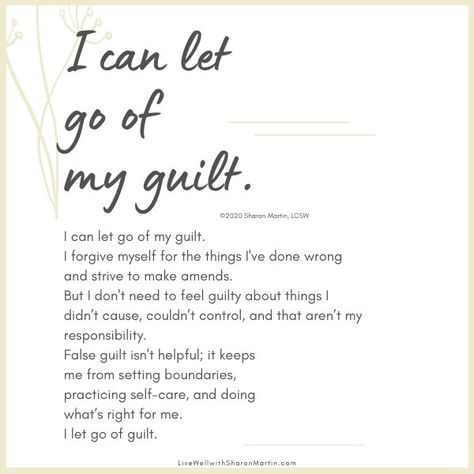 Shame Vs Guilt, Feeling Guilty Quotes, Codependency Signs, Let Go Of Guilt, Overcoming Guilt, Guilt Quotes, Sharon Martin, Ways To Say Said, Self Esteem Worksheets