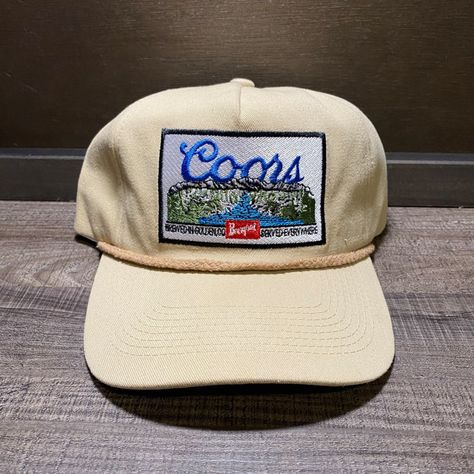 Coors Banquet, River Flow, Beer Hat, Mountain Hat, Bud Light Beer, Men Cream, New Era Fitted, Vintage Patches, Strapback Hats