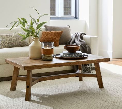 Glass, Wood and Metal Coffee Tables | Pottery Barn Coffee Table Pottery Barn, Coffee Table Plants, Wood Coffee Table Rustic, Rustic Farmhouse Living Room, Coffee Table Farmhouse, Metal Coffee Table, Wooden Coffee Table, Rustic Living, Rectangular Coffee Table