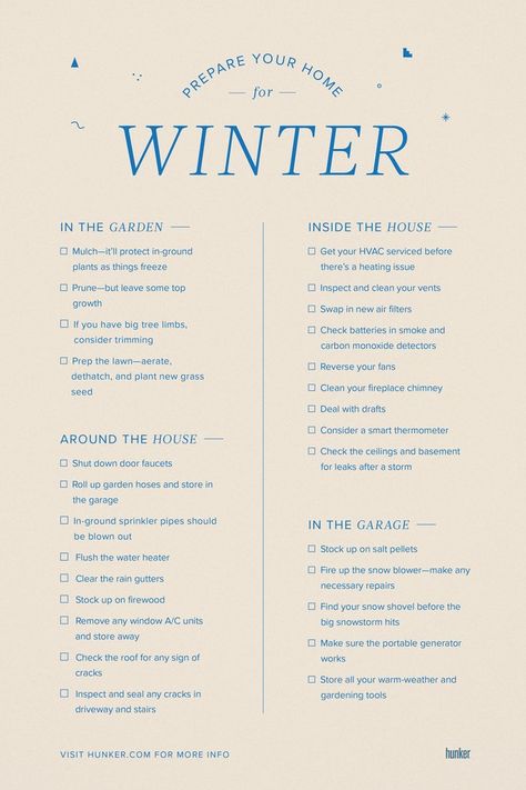 Preparing For Winter Home, Winter Home Preparation, Winter Checklist For Home, Prepare House For Winter, Preparing Your House For Winter, Preparing Your Home For Winter, Winter Home Checklist, January Home Maintenance Checklist, Cold Weather Preparation Tips