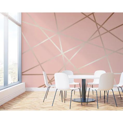 Accent Wall Bedroom Paint, Pola Cat Dinding, Pink Accent Walls, Geometric Wall Paint, Simple Bed Designs, Bedroom Wall Designs, Bedroom Wall Paint, Accent Wall Bedroom, Wall Paint Designs