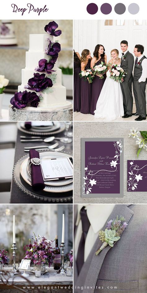 shades of purple moody romance woodland wedding colors Violet Wedding, Plum Wedding, Wedding Color Combos, Purple Wedding Theme, Wedding Colors Purple, Purple Shades, Wedding Theme Colors, Colors Purple, Wedding Color Palette