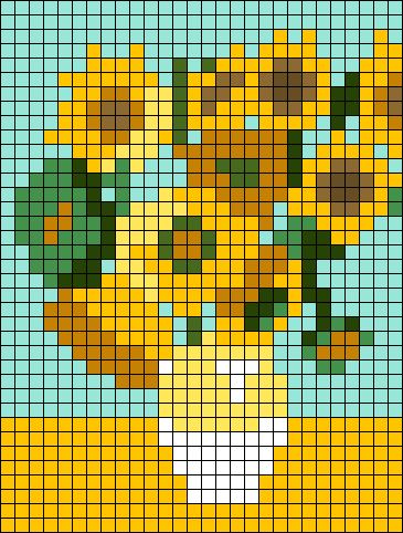 Alpha pattern #139613 | BraceletBook Flower Van, Crochet Pixel, Vase Painting, Puff Quilt, Graph Crochet, Easy Pixel Art, Draw Animals, Pixel Crochet, Pixel Art Grid