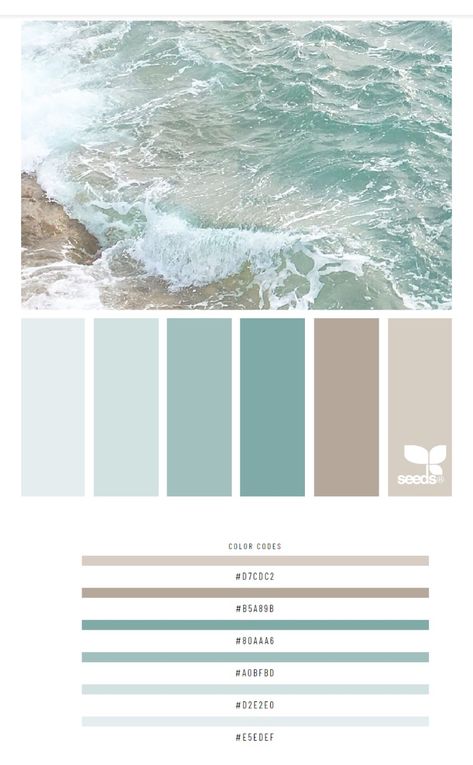 Beach Decor Color Palette, Turquoise And Tan Color Palette, White And Seafoam Kitchen, Beach House Colours Scheme, Coastal Cottage Interior Paint Colors, Beachy Decor House, House Interior Colours 2023, Coastal Boho Exterior House, Coastal House Interior Color Schemes