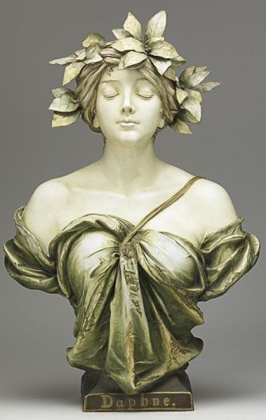 Daphne the Naiad, Bust. [Ernst Wahliss] ca. 1900 Alphonse Mucha, Amphora Pottery, Portret Feminin, Ceramic Bust, Sculpture Head, Bust Sculpture, 3d Studio, Portrait Sculpture, Greek Art