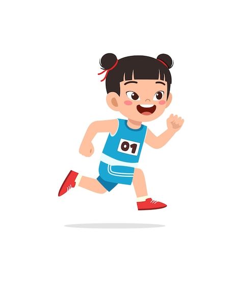 Little kid wearing uniform for run race | Premium Vector #Freepik #vector #boy-running #kids-exercise #kids-running #running Exercise Pictures Cartoon, Running Illustration Art, Kid Running Drawing, Kids Running Illustration, Run Image, Person Running Drawing, Running Cartoon Character, Run Pictures, Running Character