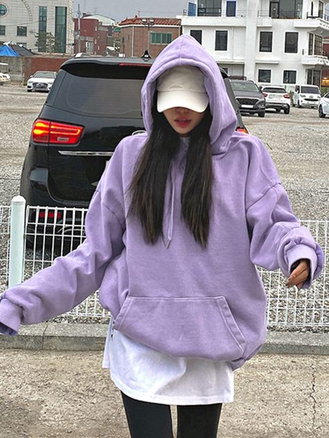 Hoodie Outfit Aesthetic, Light Purple Hoodie, Hoddies Outfits, Oversized Hoodie Outfit, Hoodies Outfit, Modest Winter Outfits, Winter Wear Women, Pullovers Outfit, Outfit Hoodie