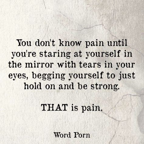 To see yourself in the mirror and not recognize that person hiding behind the fake smile. To look deep into those eyes and scream from the mirror to get out. That is pain. True Quotes, Schrift Design, Praise God, Quotes About Strength, True Story, Deep Thoughts, Feelings Quotes, Great Quotes, Quotes Deep