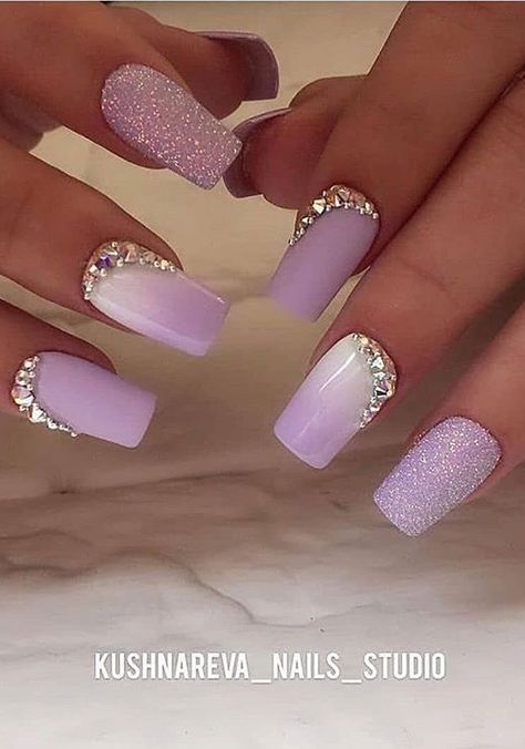 # Nails Nails Purple Ombre, Purple Wedding Nails, Lilac Nails Design, Purple Ombre Nails, Purple Acrylic Nails, Lilac Nails, Nails 2018, Nails Purple, Pink Ombre Nails