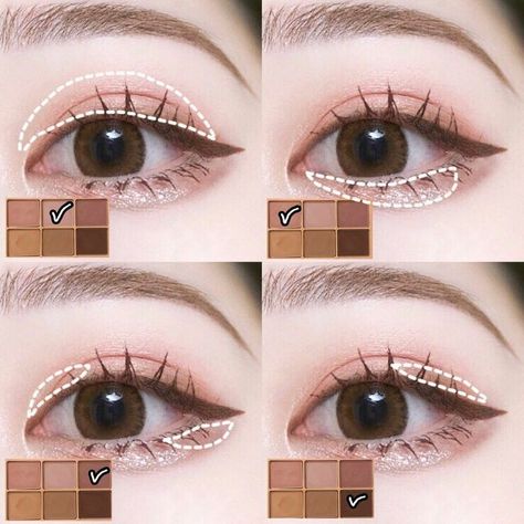 Make Up Yeux, Kuas Makeup, Korean Makeup Look, Kawaii Makeup, Korean Eye Makeup, Ulzzang Makeup, Japanese Makeup, Makeup Gift Sets, Makeup Tutorial Eyeshadow