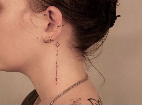 Cute Side Neck Tattoos for Females 1 Side Neck Tattoo Ideas, Neck Tattoo Designs For Women, Behind The Neck Tattoos, Word Neck Tattoos, Tattoos For Women Cat, Neck Tattoo Design, Neck Tattoo Women, Tattoo Ideas And Meanings, Simple Neck Tattoos
