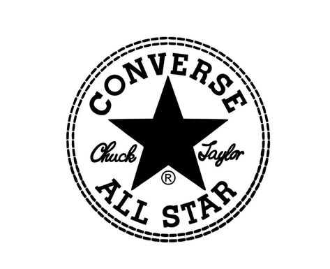 Converse All Star Logo Shoes Brand Black Symbol Design Vector Illustration All Star Logo Design, Converse Logo Wallpapers, All Star Desenho, Converse Logo Art, Stickers Converse, Converse Template, Y2k Black Symbols, Converse Symbol, S Star Logo