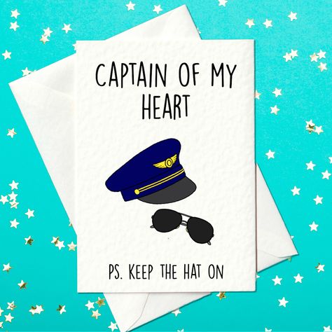 Captain of My Heart Funny Card for a Captain / Pilot - Etsy New Zealand Birthday Card For Pilot, Pilot Birthday Cards, Pilots Birthday, Birthday Cards For Boyfriend, Boyfriend Birthday, Funny Cards, Card Reading, Card Designs, Anniversary Cards