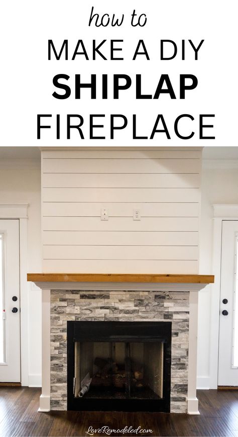 Making a shiplap fireplace is an easy way to upgrade the look of your electric, gas or wood burning fireplace. Check out this easy tutorial for making a DIY shiplap fireplace. Shiplap Fireplace Mantle, Shiplap Above Fireplace, Style Fireplace Mantle, Farmhouse Style Fireplace, Stained Wood Beams, Diy Shiplap Fireplace, Above Fireplace, Shiplap Wood, Style Fireplace