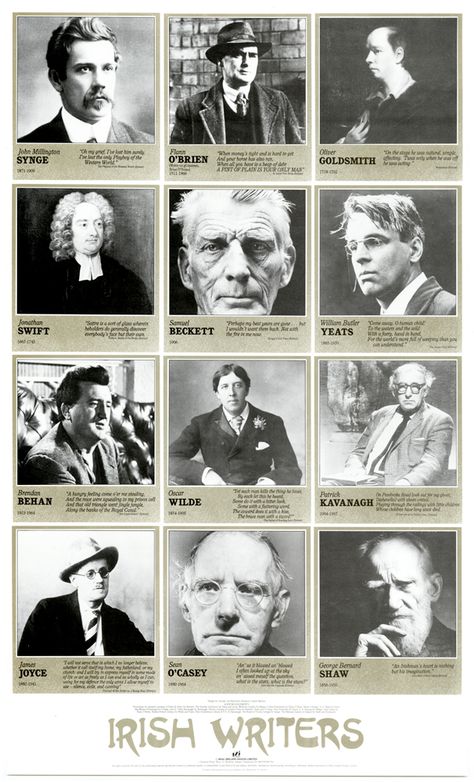 Poster of Classic Irish Writers Irish Authors, Irish Literature, Irish Woman, John Boyne, William Butler Yeats, Irish Catholic, Literary Characters, Irish Women, English Poets