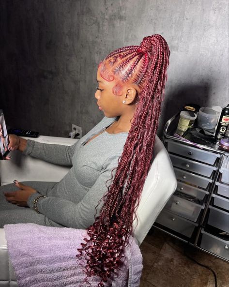 pretty & unique braids. follow for more content. Red Braids, Protective Braids, Locs Styles, Braided Hairstyles For Black Women Cornrows, Braided Hairstyles For Teens, Feed In Braids Hairstyles, Quick Braided Hairstyles, Box Braids Hairstyles For Black Women, Cute Braided Hairstyles