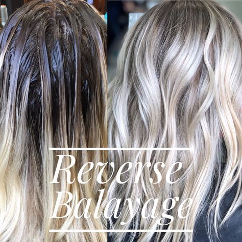 Learn why Reverse Balayage is a low-maintenance coloring Balayage, Reverse Balayage Bright Blonde, Balayage Hair Reverse, Low Maintenance Blonde Balayage Natural, Reverse Balayage Redken Formula, Reverse Balayage Vs Balayage, Balayage Vs Reverse Balayage, Reverse Balayage Before And After Blonde, Reverse Balayage For Grey Hair