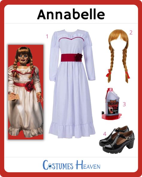 Anabelle Costume Women, Diy Annabelle Costume, Annabelle Costume Women, Anabelle Costume, Annabelle Cosplay, Horror Outfits, Annabelle Costume, Annabelle Halloween, Halloween Disfraz