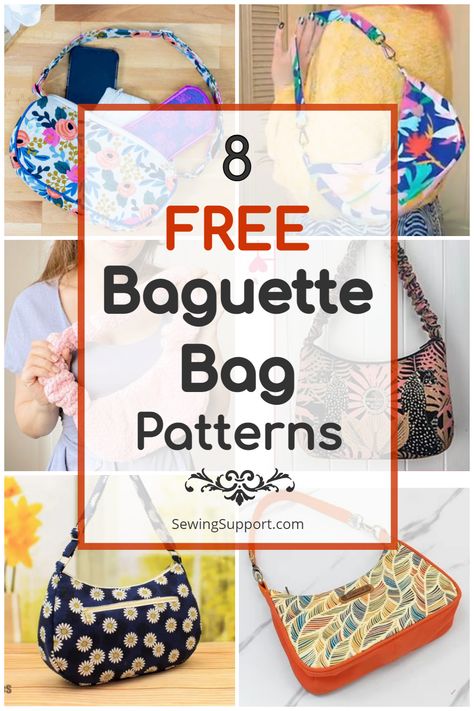 Shoulder Bag Sewing Patterns Free, Tela, Molde, Baguette Purse Pattern, Vintage Bag Patterns Free Sewing, Free Bag Patterns To Sew Totes, Sewing Baguette Bag, Sew Handbag Free Pattern, Shoulder Bag Sewing Pattern Free