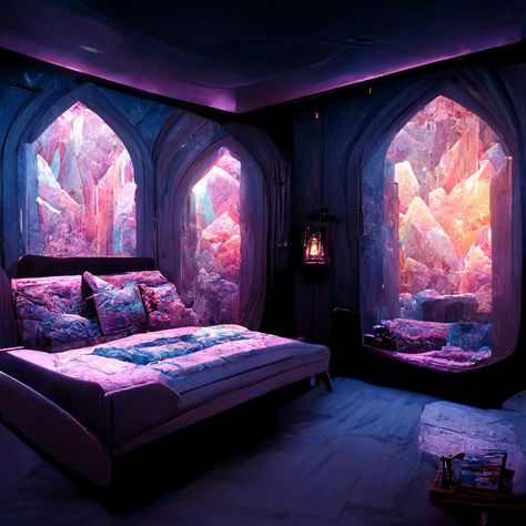 Bedroom Ideas Fantasy Dream Rooms, Cosmic Bedroom Aesthetic, Dark Celestial Aesthetic Bedroom, Fantasy Room Design, Fantasy Room Ideas, Fantasy Room Aesthetic, Fantasy Bedroom Art, Fantasy Themed Room, Fantasy Interior Design