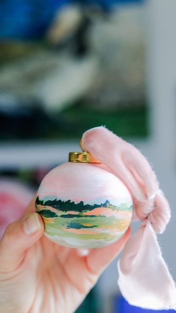 Paint Dipped Ornaments, Landscape Ornaments, Painting Ornaments, Painting Lettering, Ornament Painting, Colorado Art, 2024 Christmas, Christmas Painting, Diy Ornaments