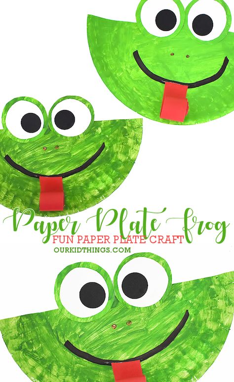 Paper Plate Frog Craft - Our Kid Things Pre K Crafts, Paper Plate Frog, Frog Craft, Paper Plate Crafts For Kids, Frog Crafts, Kids Homemade, Toddler Arts And Crafts, Summer Crafts For Kids