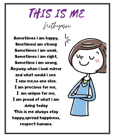 THIS POEM IS ABOUT ME HOW I MOTIVATE MYSELF OR HOW I MAKE MYSELF HAPPY I AM POSTING POEMS TO MAKE YOU ALL GUYS MOTIVATED .YOU CAN ALSO FOLLOW ME ON BLOGGER { ammucraftypoems} Nature, All About Myself Activities, Motivational Poem In English, How To Make Myself Happy, About Myself Quotes, About Me Essay, Myself Poem, Story About Myself, Write About Myself