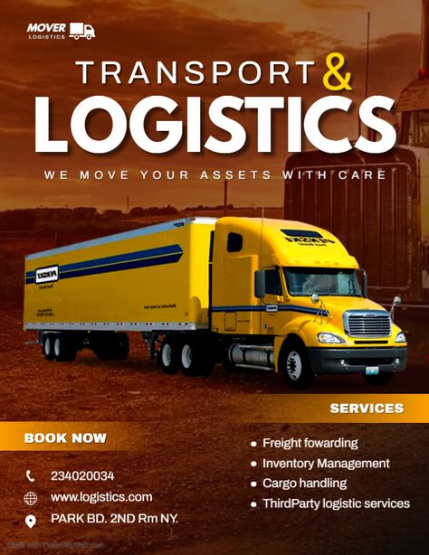 Customized transport and logistics flyer designs can help businesses showcase their unique services and capabilities to potential clients. With tailored designs, companies can communicate their brand message effectively and stand out from the competition, ultimately leading to increased engagement and conversion rates. #transportandlogisticsdesign #flyerdesign #customflyerdesign #marketingmaterials #graphicdesign #promotionalflyer #advertisingdesign #businesspromotion #printdesign Transport Poster Design, Transportation Poster Design, Cargo Logistics Creative Ads, Logistics Flyer Design, Logistics Poster, Logistics Background, Logistics Design, Transport Logistics, Adobe Illustrator Design