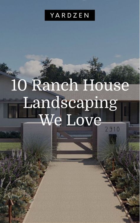 Modern Ranch Style Homes Exterior, Landscape Ideas Front Yard Ranch, Landscape Ideas Architecture, Ranch Home Landscaping, Ranch Landscaping Ideas, Ranch Exterior Remodel, Ranch Style Home Remodel, Ideas Around Trees, Ranch House Landscaping