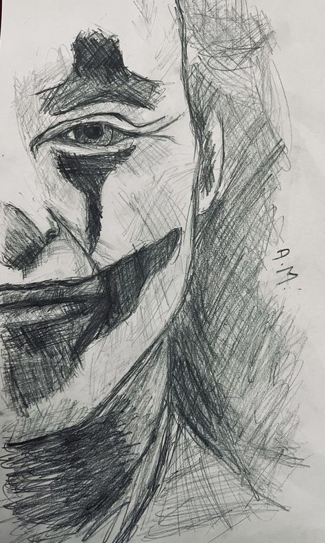 Pencil Sketches Joker, Joker Art Drawing Easy, Joker Dark Knight Drawing, Drawing Joker Easy, Joker Drawing Reference, Art Drawings Sketches Pencil Dark, Easy Impressive Drawings, Joker Sketch Pencil Easy, Drawing Ideas Advanced