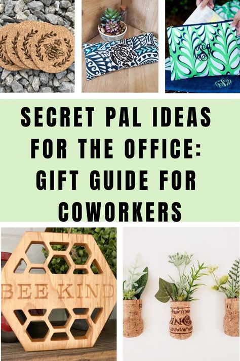 Secret pal gift ideas for the office: Gift guide for coworkers, with photos of gifts Secret Pal Gift Ideas For Coworkers Fall, Secret Friend Gift Ideas Funny, January Secret Pal Gift Ideas, Unique Secret Santa Gifts, Teacher Secret Pal Ideas, Secret Sister Gift Ideas For Work, Office Secret Santa Ideas, Secret Friend Gift Ideas, Secret Pal Gift Ideas For Coworkers