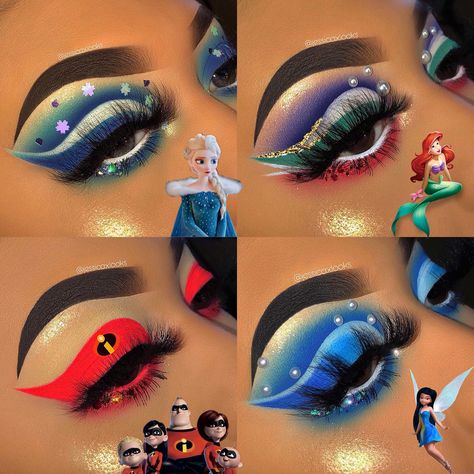 Disney Characters Makeup Ideas, Disney Themed Makeup, Disney Make Up Looks, Stitch Inspired Makeup, Stitch Makeup Disney, Pixar Makeup, Disney Character Makeup Looks, Movie Inspired Makeup, Disney Makeup Looks