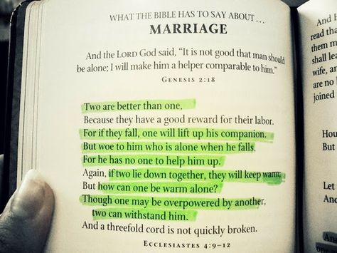 Pray the word, you know about your collective goals, about candor, transparency, excellent aims. Look up verses that address what's really on your hearts--important marriage/family stuff. Ask your spouse, How I can be praying for you throughout this day? Wait ...to hear. When you hug, try whispering a shorter sincere, specific uplift-prayer to God for your lover. And expect God to respond to bless. Talk about a warm supernatural moment of intimacy that the world can't know! Ecclesiastes 4:9-12 Wedding, Ecclesiastes 4 9, Verses In The Bible, Wedding Reading, Wedding Checklist Budget, Weddings By Color, I Can Do Anything, Saving Your Marriage, Plan My Wedding