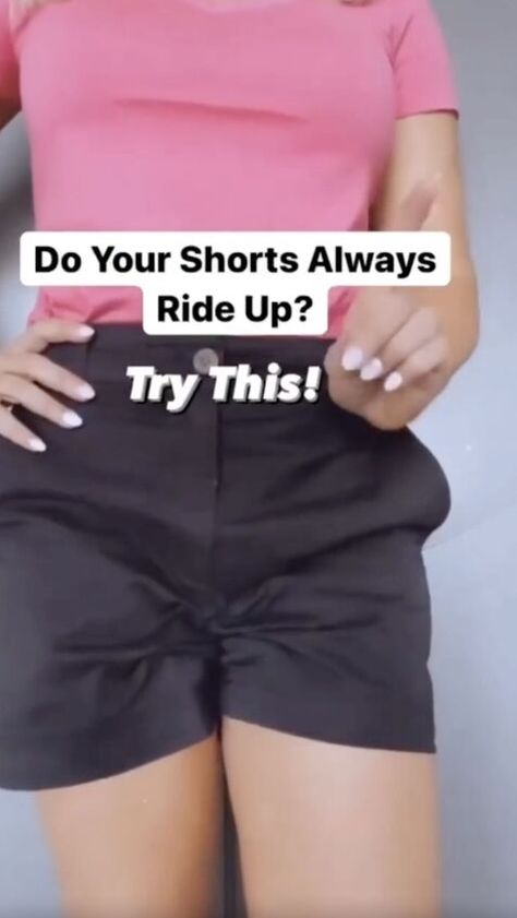 Couture, Easy No Sew Crafts With Fabric, Stop Shorts From Riding Up, Shorts Too Big Hack, No Shorts Summer Outfits, Under Shorts For Dresses, How To Stop Shorts From Riding Up, How To Take In Shorts That Are Too Big, How To Dress Up Shorts