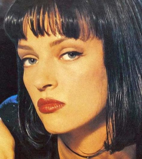 Pulp Fiction - loved her look in this movie.                                                                                                                                                                                 More Pulp Fiction Aesthetic, Mia Wallace Costume, Pulp Fiction Costume, Uma Thurman Pulp Fiction, Fiction Aesthetic, Halloween Custumes, Quentin Tarantino Movies, Uma Thurman, Mia 3