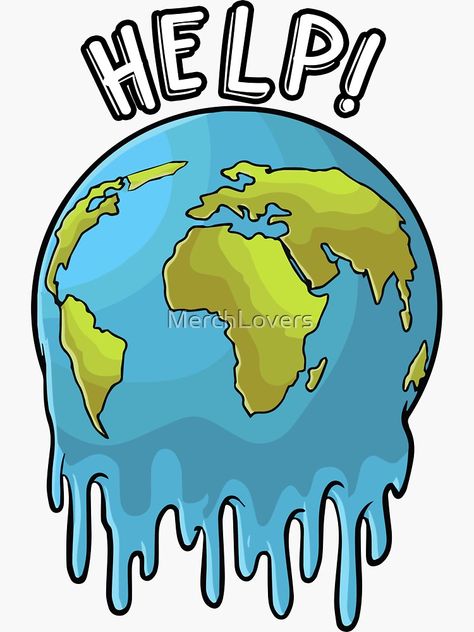 "Earth Day 2020 Melting Planet Earth, Green Living, Climate Change" Sticker by MerchLovers | Redbubble Earth Melting Drawing, Melting Earth Drawing, Earth Half Good Half Bad Drawing, Go Green Poster Ideas, Climate Changing Poster Drawing, Climate Changing Drawing, Climate Drawing, Climate Changing Poster, Earth Day Poster Ideas