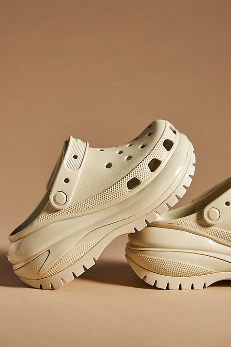 Rubber upper, insole, sole Slip-on styling Imported | Mega Crush Clogs by Crocs in Beige, Women's, Size: Us 6/eu 38, Rubber at Anthropologie Daphne Vincent, Cute Outfits With Crocs, Platform Crocs Outfit, Platform Crocs Outfits, Crocs Platforms, Cute Crocs Shoes, Crocs Platform Clog, Platforms Outfit, Crocs Mega Crush