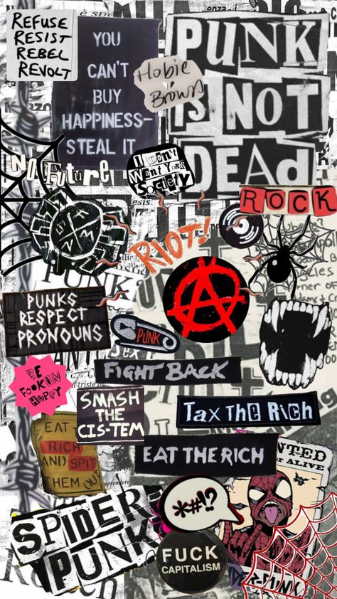 punk Patchwork, Punk Visual Art, Punk Rock Wallpaper, Punk Doodles, Punk Rock Tattoos, Punk Background, Punk Collage, Punk Cats, Disney Movie Art