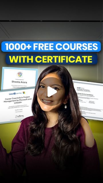 Shweta Arora on Instagram: "1000+ Courses with FREE Certificates 💥

💬 Want to level up your skills❓❓

🎯 Explore thousands of courses from top companies like Google, Microsoft, and LinkedIn, all with free certificates! 

🧑🏻‍💻 The website is called ‘Class Central’.
👉 Visit the homepage.
👉 Click on “Free Certificates”.
👉 Browse through the entire list of available courses and start learning! ✅

🔔 Save it for future reference! 🔏

🌟 Hope it helps you! 

👥 Share this useful insight with others.

#course #freecourse #onlinecourses #learning #courses #freecourses #students #google #microsoft #linkedin #certificatecourses #freeonlinecourses #freetool #freelearning #certificates #skills #website #instagramreels #reels #instagram" Free Certificate Courses, Online Courses With Certificates, Free Certificates, Nutrition Course, Certificate Courses, Reels Instagram, Learning Courses, Free Online Courses, Free Learning