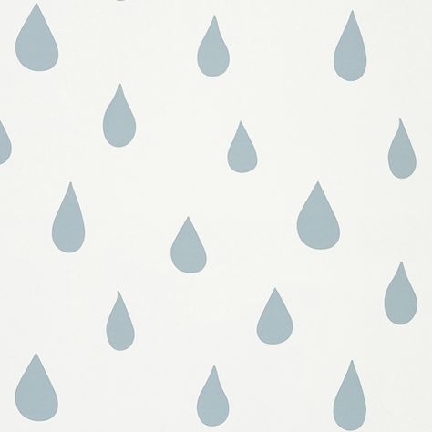 Raindrops Wallpaper A charming wallpaper with a design of raindrops printed in calming ice blue with a subtle metallic finish on a cream ground. Raindrops Wallpaper, Cloud Rug, Home Decor Wallpaper, Decor Wallpaper, Metallic Wallpaper, Luxury Wallpaper, Wallpaper Pattern, Kids Wallpaper, Rain Drops
