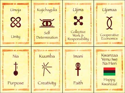 Seven Principles Kwanzaa | The Nguzo Saba (Seven Principles) of the Seven Days of Kwanzaa, image ... Kwanzaa Symbols, Kwanzaa Cards, Hoa Ideas, 7 Principles Of Kwanzaa, Habari Gani, Seven Principles Of Kwanzaa, Nguzo Saba, Days Of Kwanzaa, Kwanzaa Party