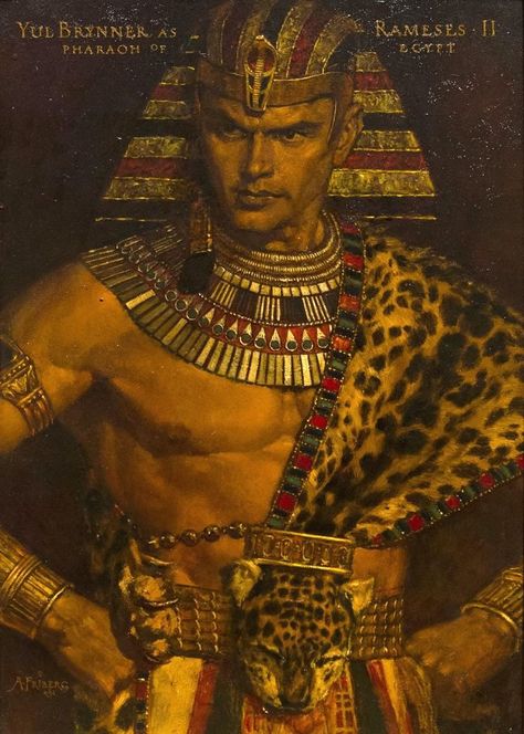 Yul Brynner as Ramses II by  Arnold Friberg Ancient Egypt Aesthetic, Egyptian Aesthetic, Sejarah Asia, Egypt Concept Art, Egypt Aesthetic, Egiptul Antic, Egyptian Fashion, Yul Brynner, Prince Of Egypt