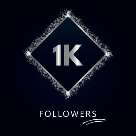 1K or 1 thousand followers with frame and silver glitter isolated on dark navy blue background. Greeting card template for social networks friends, and followers. Thank you, followers, achievement. 1k Background, 1k Followers Thank You, Dharmik Pics, Followers Background, 1k Followers Background Editing, Dark Navy Blue Background, Motion Template, Diwali Vector, Bal Krishna Photo