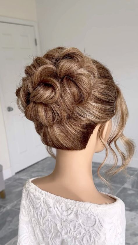 Sandra Monzon-Atlanta Ga Bridal Hairstylist | Adding Volume and texture to a high updo using the #PUFFME Volumizing Powder by @designmehair this powder is perfect, it blends in nicely… | Instagram High Updo Prom Hairstyles, Prom Hair Bun High, Prom Hairstyles Step By Step, High Bun Prom Hair, Bridal High Updo, Step By Step Updos, High Updo Hairstyles, Updos With Curls, Bridal Hairstyles Updo