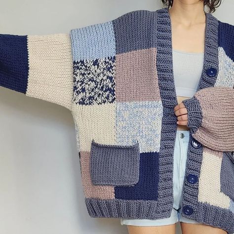 we have a new option for patchwork cardigans! this one is thinner and longer than the usual patchwork cardigans. how comfy and cool this… | Instagram Patchwork, Patchwork Knit Sweater Pattern, Patchwork Cardigan Ideas, Knit Patchwork Cardigan Pattern Free, Patchwork Cardigan Knitting Pattern, Crochet Patchwork Cardigan Layout, Patchwork Knitted Cardigan, Patchwork Cardigan Patterns, Cardigan Layout